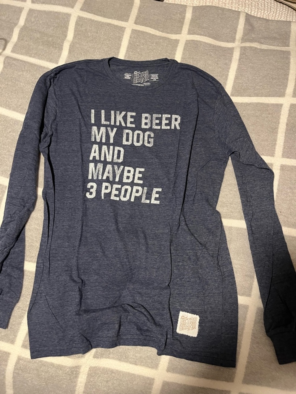 Navy Long-Sleeve Dog Lover Tee - I Like Beer My Dog And Maybe 3 People